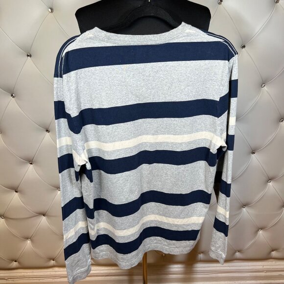 J. Crew Always Blue And Gray Crewneck Sweater Classic Stripes Size M - Picture 2 of 8